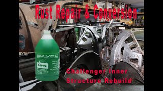 Rust Repair and Conversion using OSPHO 1973 Dodge Challenger Inner roof structure rebuild Episode 3 [upl. by Loma]