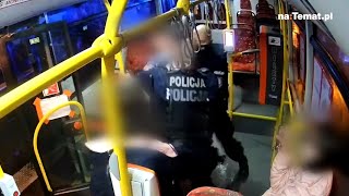 INTERWENCJA POLICJI w Jeleniej Górze Nagranie z monitoringu autobusu [upl. by Naujek]