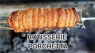 How to Prepare amp Cook a Pork Belly  Porchetta on a Charcoal Rotisserie BBQ [upl. by Asseneg]