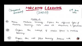 Machine Learning Vtu Important Questions 21AI63 [upl. by Durarte353]