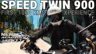 First 1000kms Ride Experience  Speed Twin 900  New Macna Jacket [upl. by Ahsirt]