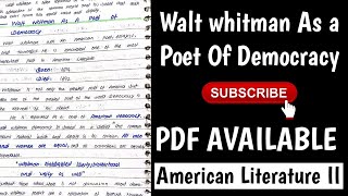 Walt Whitman As A Poet Of Democracy [upl. by Araic]