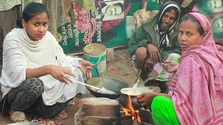 Cooking Meat And Flour Bread  Very Simple and Beautiful Slum Life Bangladesh [upl. by Small]