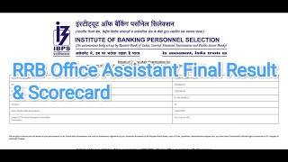 RRB Office Assistant Final Result 2024  Scorecard  Selected in Aryavart Bank UP ibps rrbclerk [upl. by Ahserb]