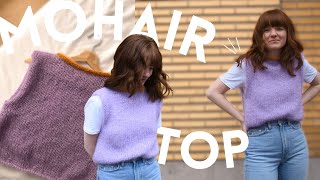 DIY Fluffy Pastel Spring Top  How to Knit a Mohair Sweater Vest [upl. by Karly]