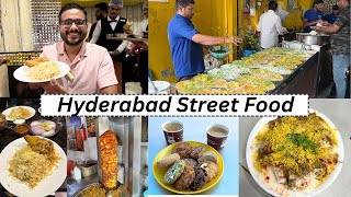 Hyderabad Street Food Part 1  Hyderabadi Chicken Biryani Osmania Biscuits Shawarma and more [upl. by Pudens]