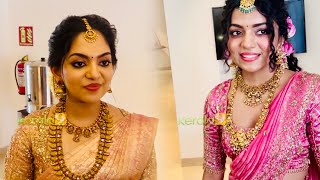 Ahaana krishna and Hansika krishna beautiful look at Ozy wedding  Diya Krishna Wedding [upl. by Anidam36]