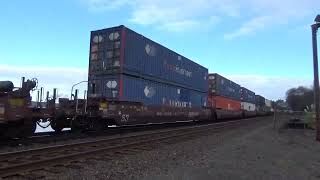 Southbound UP Intermodal  Flatbed Semi Train passes through the Steilacoom Ferry Terminal [upl. by Akirat]