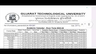 GTU New Academic calander for EVEN Term 202324  Term start and End date  Exam date amp result date [upl. by Spielman]