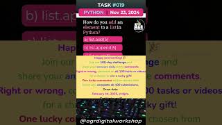pyTask019  Python Quick Tips Adding an Element to a List in Python 🐍 [upl. by Ssilem]