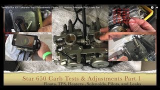 Yamaha Star 650 Carburetor Test amp Adjustments  Floats TPS Heaters Solenoids PMS Leaks Part 1 [upl. by Moritz]