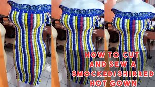 HOW TO CUT AND SEW A SMOCKEDELASTIC DRESS DETAILEDEASIEST METHOD SHIRRED DRESS [upl. by Eulaliah690]