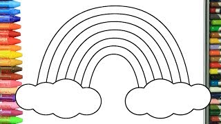 Wie zeichnet man Regenbogen Sonne und Wolke  Zeichnen und Ausmalen für Kinder [upl. by Ytsirhk]