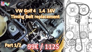 VW Golf 4  Timing Belt 14 16V AHW Replacement  Part 1 [upl. by Enelak]