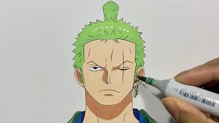 How to Draw Zoro Roronoa Easy  One Piece [upl. by Erreipnaej]