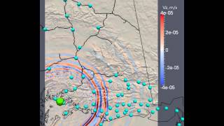 Computer simulation for earthquake in southern Alaska offshore [upl. by Barbabra]