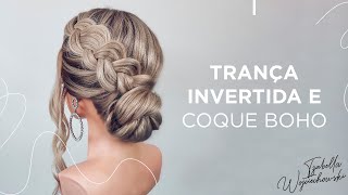 Penteado Coque Lateral Com Trança Invertida [upl. by Beitris]