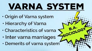 VARNA SYSTEM IN DETAILBA SOCIOLOGY [upl. by Lewak]