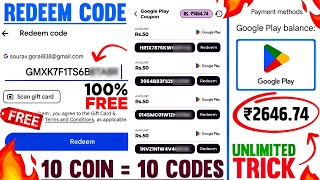 100 free google play redeem code  how to get free redeem code for play store [upl. by Jonina]