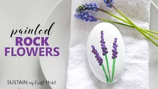 Simple Flower Rock Painting for Beginners  Gorgeous Grape Hyacinths [upl. by Trinia]