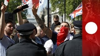 AntiMuslim protests over murdered British soldier [upl. by Ynahpets]