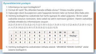 8 ci sinif informatika quot İnformasiyanın kodlaşdırılması quot [upl. by Acinorav]