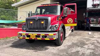 Jamaican Fire Brigade Truck 538 Light and Siren demo Ocho Rios Fire station [upl. by Sancho389]