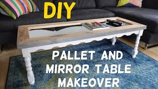 15 Table Makeover with Pallet Wood amp Mirror Top [upl. by Niras]