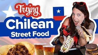 Chilean Food is Crazy Good Street Food feast Completo Empanada de pino Mote con huesillo  more [upl. by Abrahams]