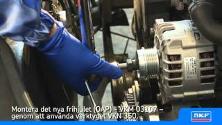 SKF Remskiva med frihjul till generator OAP VKM 03107 [upl. by Wanda765]