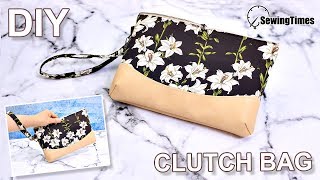 DIY CLUTCH PURSE BAG amp WRISTLET  Zipper Pouch Tutorial and Pattern sewingtimes [upl. by Nagol779]