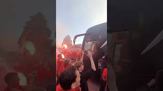 Street Party Bayer Leverkusen Fans Singing and Celebrating as They Welcome the Team Busquot [upl. by Aekal]