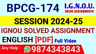 BPCG 174 Solved Assignment 202425 English BPCG 174 Solved Assignment 2425 BPCG174 Assignment [upl. by Debra]