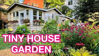 Beautiful Tiny House Cottage Garden Tour  Organic Sun and Shade Gardens  Birds Bees Butterflies [upl. by Ekusuy938]