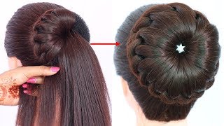 new bun hairstyle for wedding and party  trending hairstyle  party hairstyle  updo hairstyle [upl. by Isa]