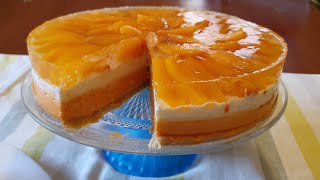 TORTA DI PESCHE SENZA COTTURA facilefresca e golosa  franceska chef  No bake peach cheesecake [upl. by Severn]