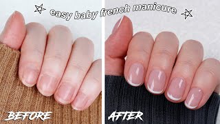 DIY SHORT GEL FRENCH MANICURE  The Beauty Vault [upl. by Ainafetse]