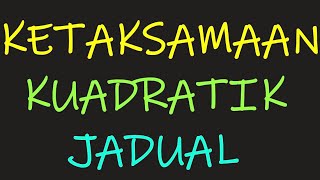 Matematik Tambahan Tingkatan 4 Fungsi Kuadratik Kaedah Jadual [upl. by Leviram]