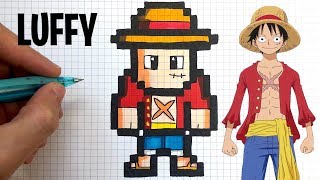 DESSIN FACILE LUFFY PIXEL ART ONE PIECE [upl. by Nmutua]