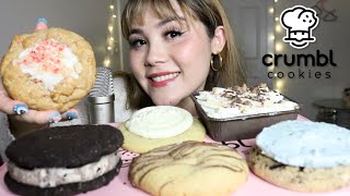 ASMR Crumbl Cookie Mukbang 🍪🍓✨ Oreo Mallow sandwich toffee cake etc soft cookie eating sounds [upl. by Sile]