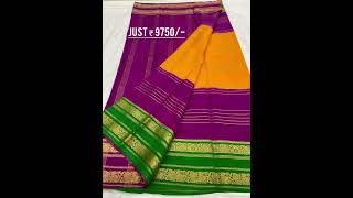 🤩Pure mysore silk crape saree🤩 new 3 D designs sarees 🤩 offer price just ₹ 9750🤩 [upl. by Anilram460]