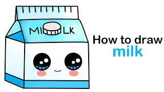 How to draw cute milk or milk carton easy step by step [upl. by Ecilahs]