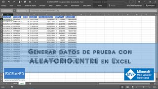 Generar datos de prueba con ALEATORIOENTRE en Excel [upl. by Yud]