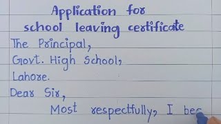 School leaving Certificate Application in English😍  Application to the principal for School leaving [upl. by Euqcaj]