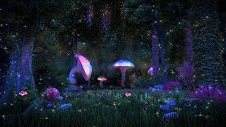 Enchanted Forest Night Ambience ✨🍄🌲 Mystical atmosphere calming nature sounds amp occasional rain [upl. by Corry]