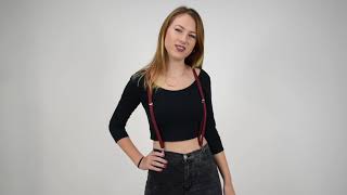 Skinny Suspenders for Women and Men  Burgundy [upl. by Puttergill]