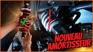 INSTALLER UN NOUVEAU AMORTISSEUR SUR SA MOTO 🤔 EFFICACE OU NON  ⚖️ [upl. by Ornie]