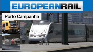 Comboios de Portugal Alfa Pendular Interciades amp Suburbano Trains  Porto Campanha  announcements [upl. by Stryker]