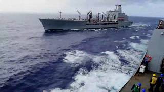 USS Green Bay USS Ashland Replenishment at Sea with USNS Pecos Timelapse [upl. by Lorita]