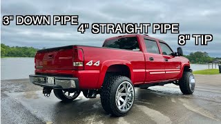 DOWN PIPE COMPLETES DURAMAX STRAIGHT PIPE SOUNDS AMAZING [upl. by Enom893]